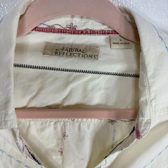 Natural Reflections Top Womens L Floral Stripe Pearl Snap Western Cowgirl Blouse - Picture 13 of 13